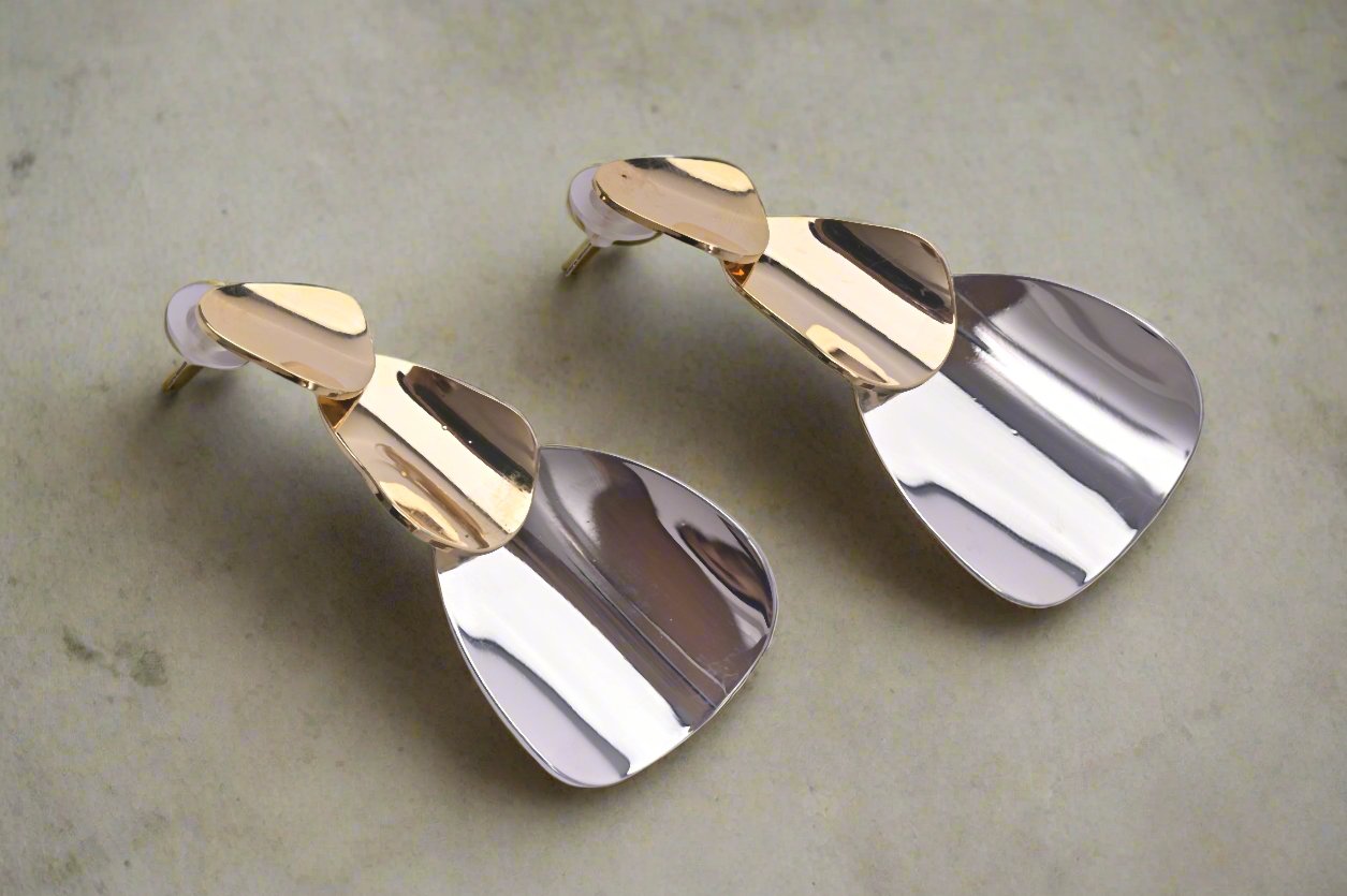 Chunky Gold Statement Silver Earrings