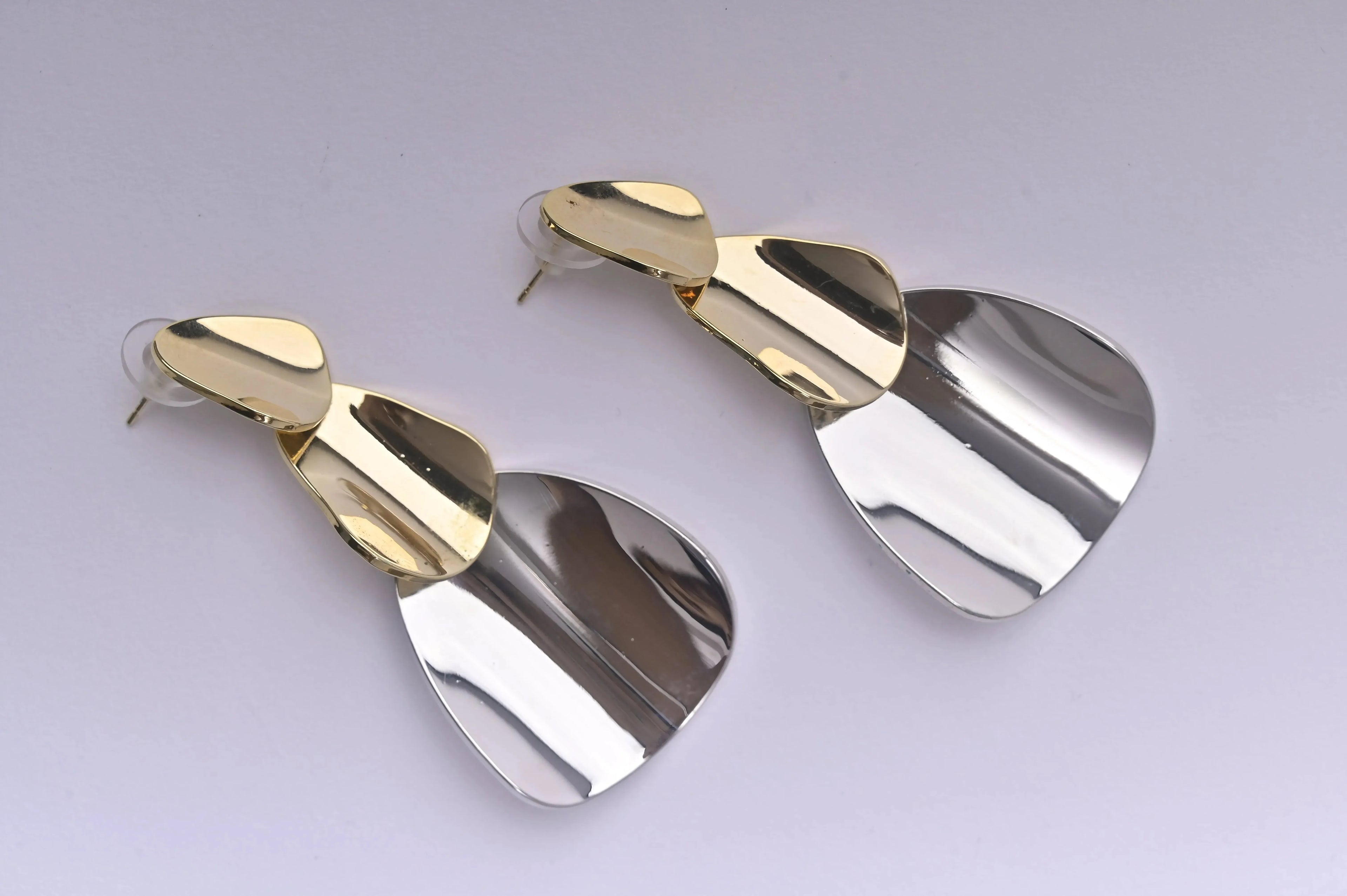 Chunky Gold Statement Silver Earrings - Diatoms