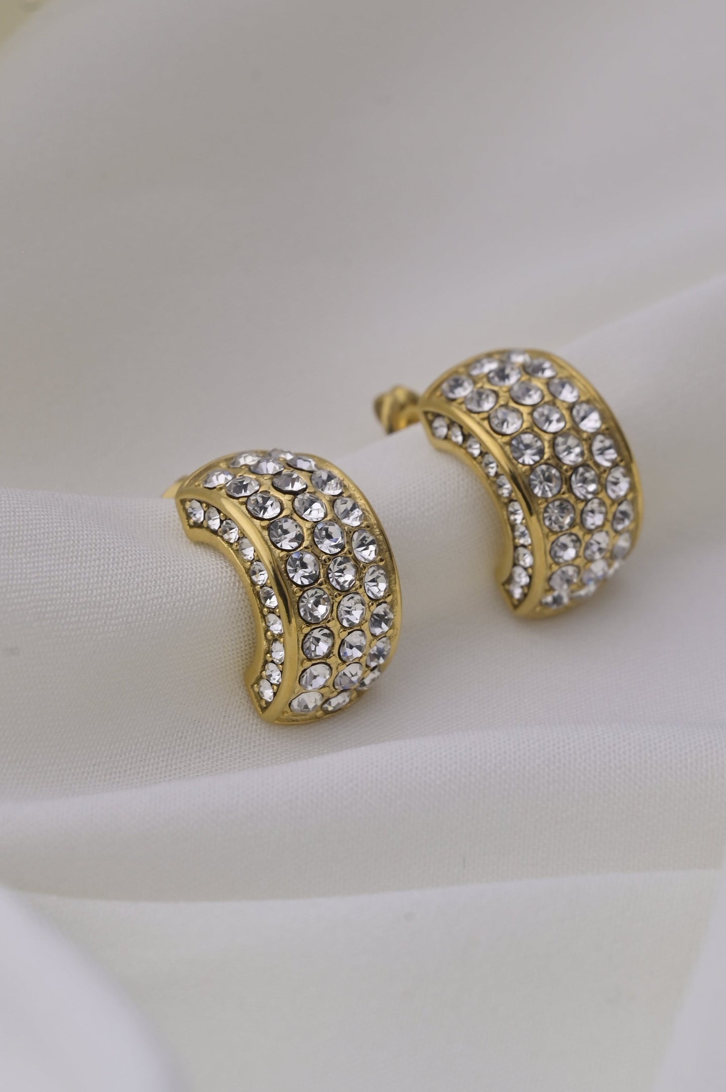 American Diamond Gold Studs Earrings