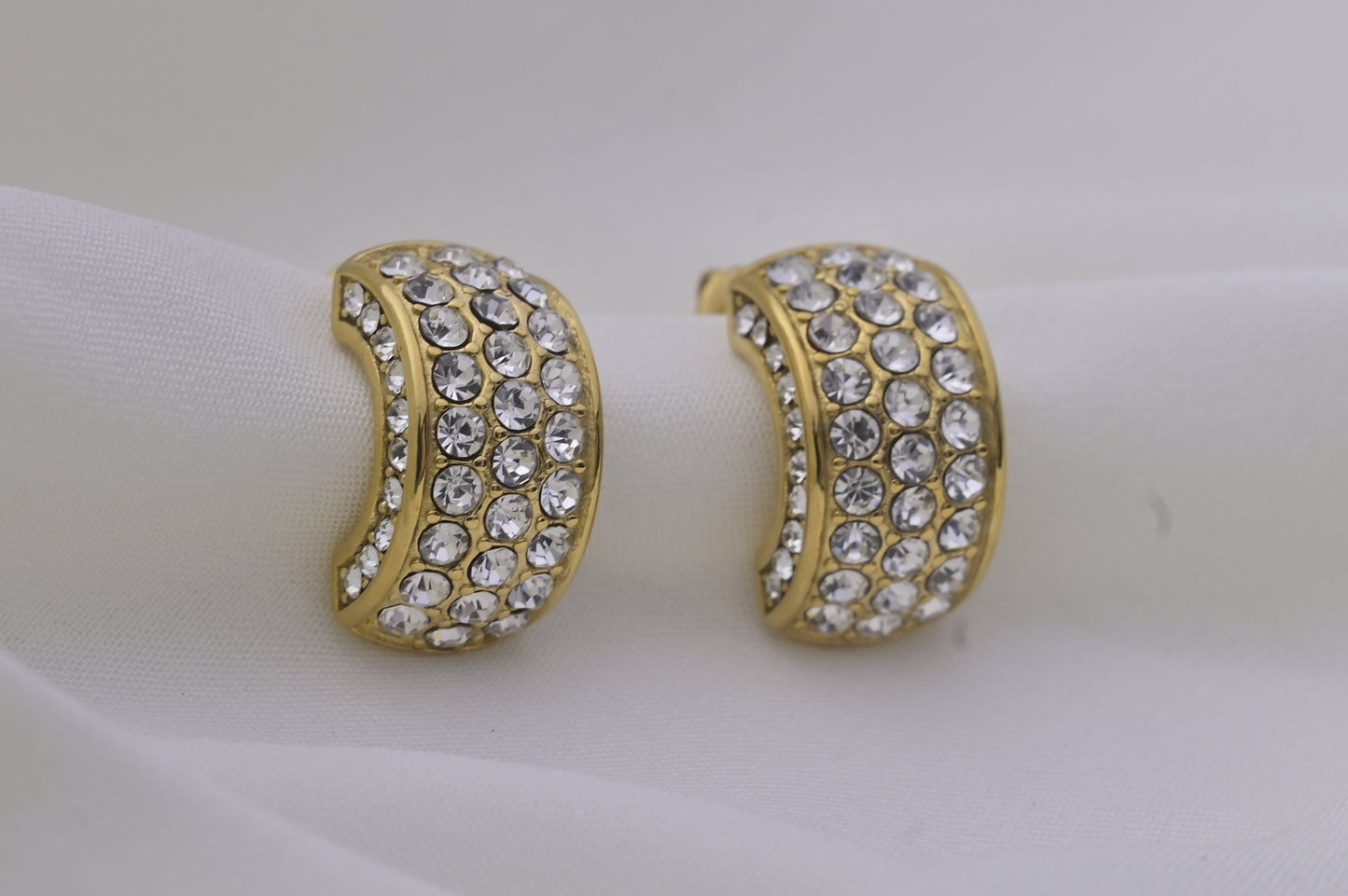 American Diamond Gold Studs Earrings