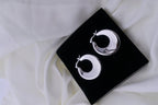 Silver Crescent Shaped Stud Earrings - Diatoms