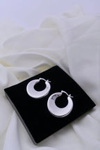 Silver Crescent Shaped Stud Earrings - Diatoms