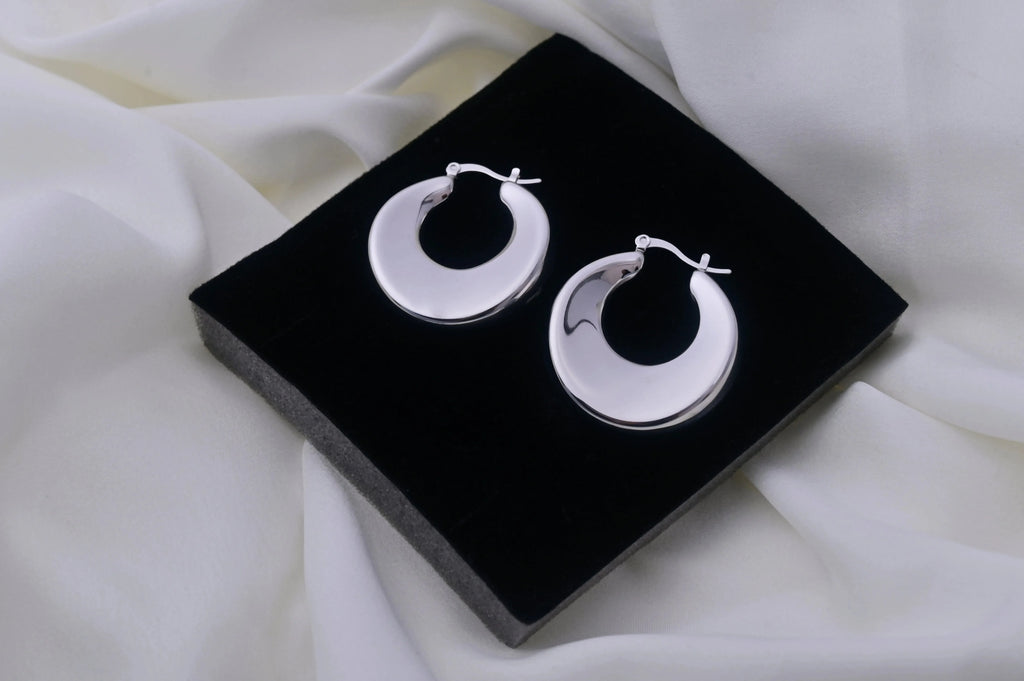 Silver Crescent Shaped Stud Earrings - Diatoms