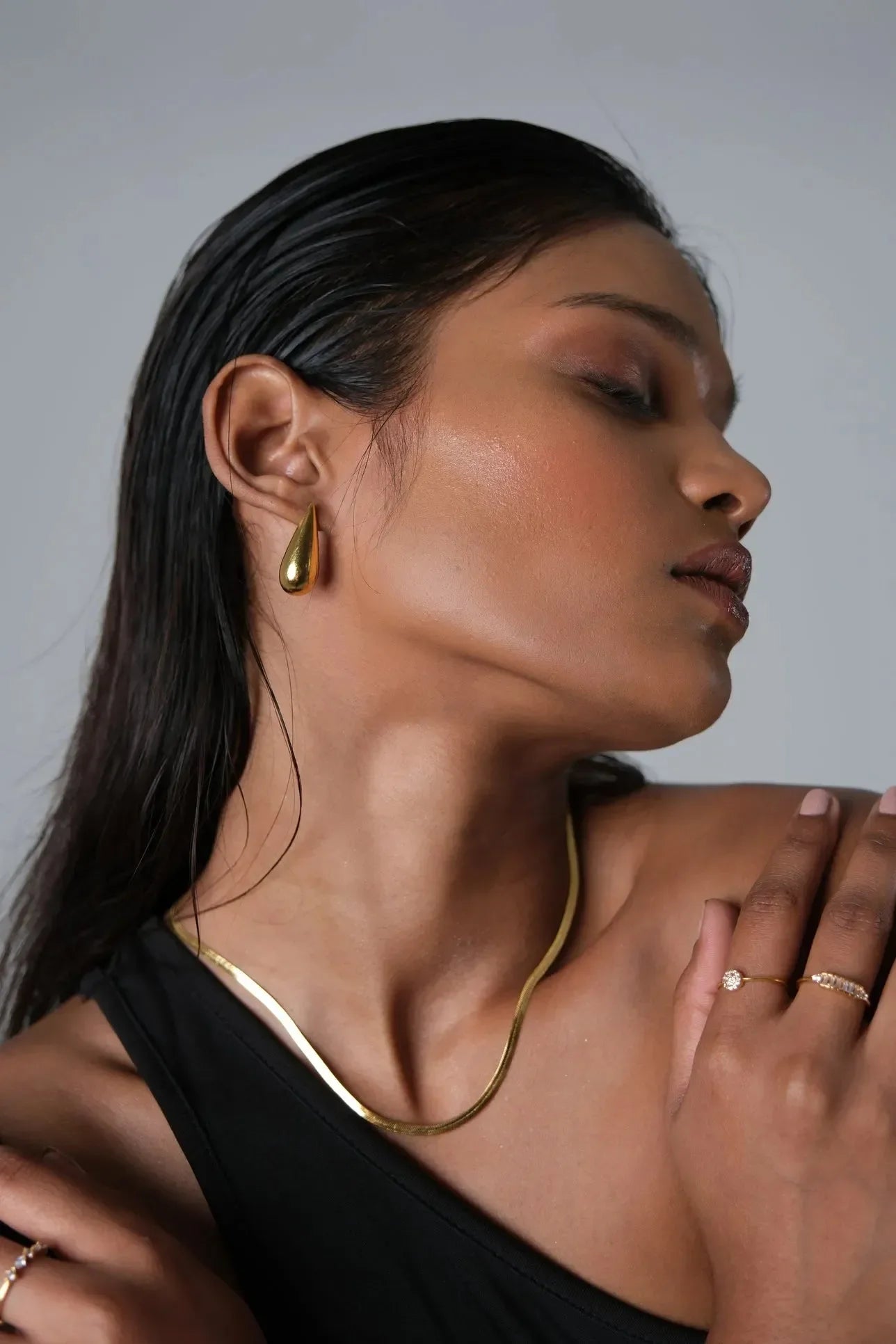 Luxe Herringbone Statement Gold Chain Necklace - Diatoms