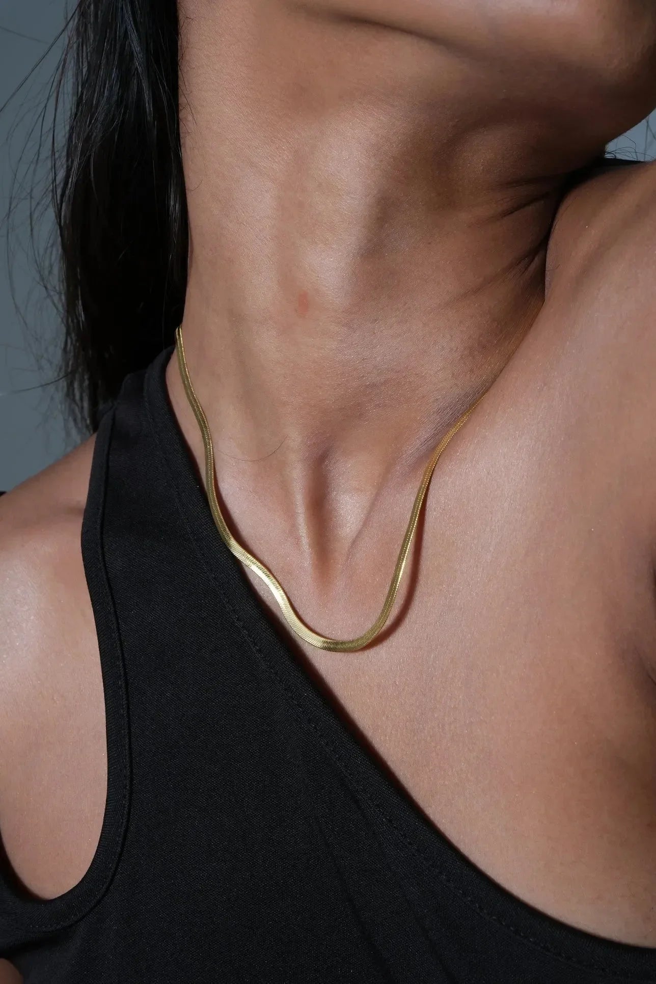 Luxe Herringbone Statement Gold Chain Necklace - Diatoms