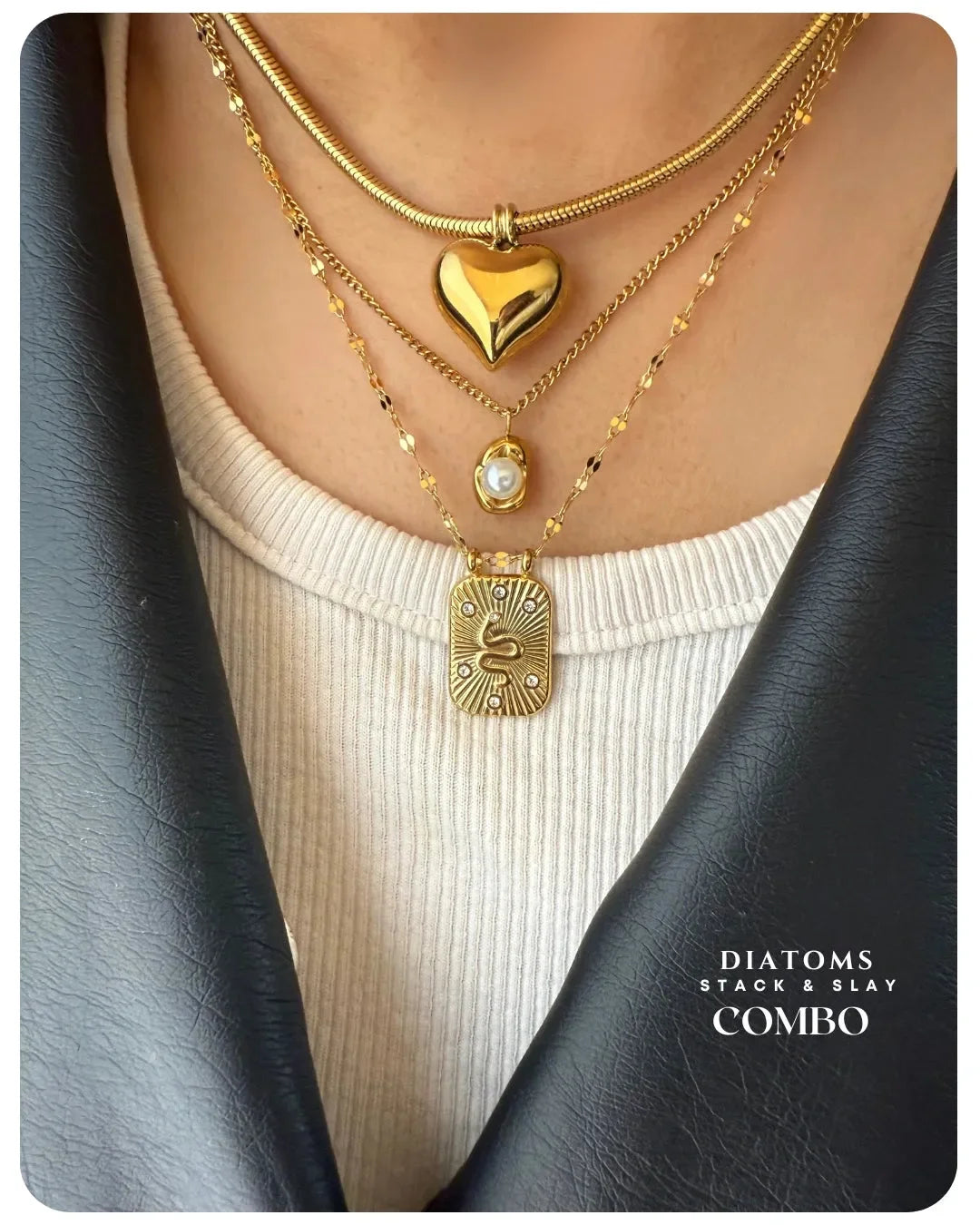 Diatoms Stack Slay Combo Plain Necklace - Diatoms