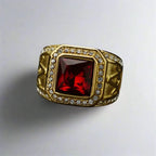 Diatoms Ethnic Red Stone Men's Rings - Diatoms