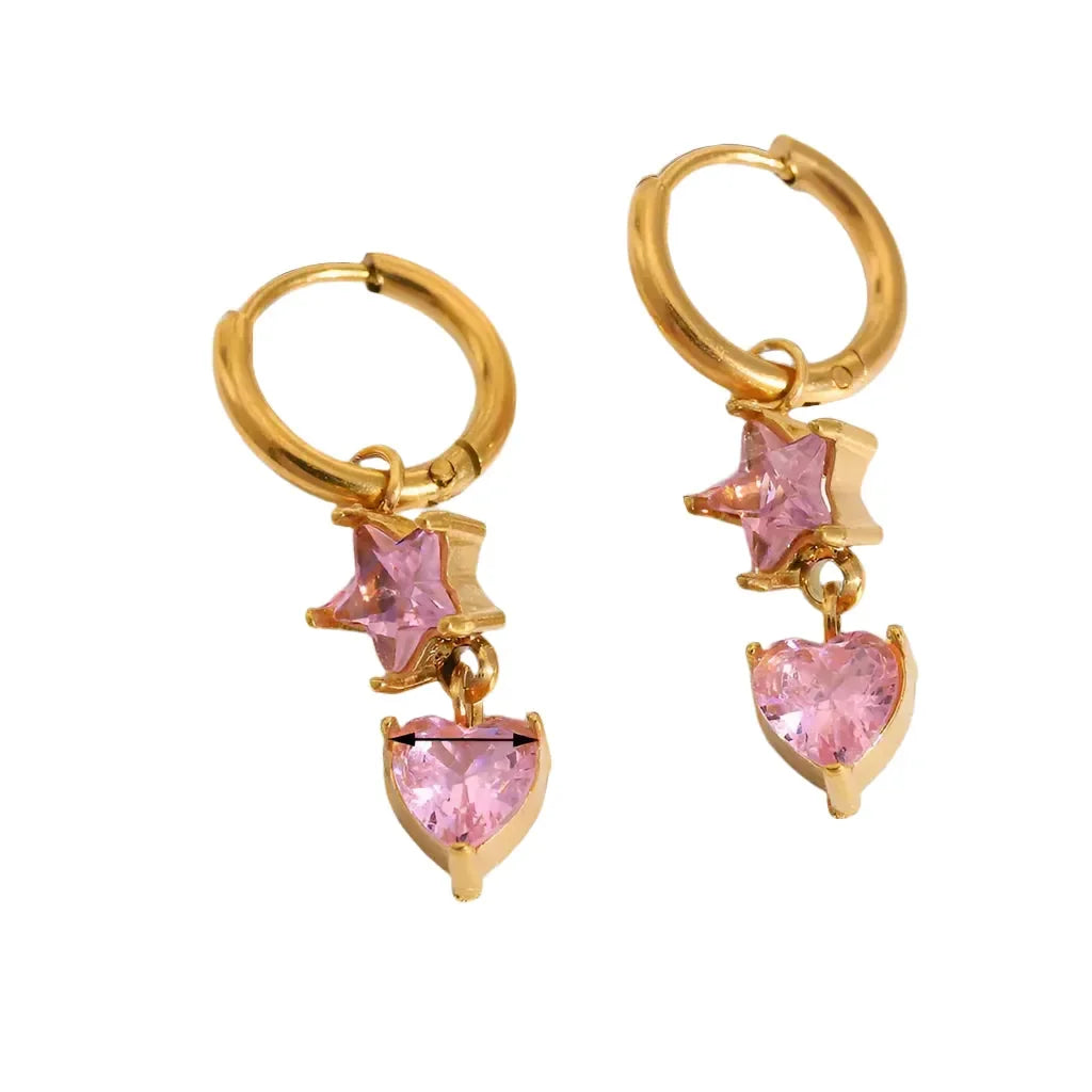 Diatoms Princess Sweet Star Heart Earrings - Diatoms