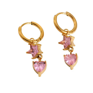 Diatoms Princess Sweet Star Heart Earrings