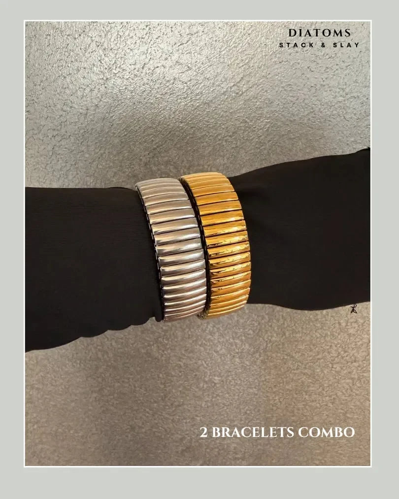 Diatoms Stack Slay Combo Dual Tone Bracelets - Diatoms