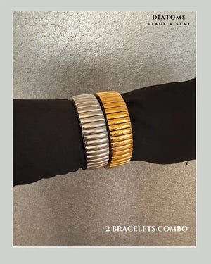Diatoms Stack Slay Combo Dual Tone Bracelets