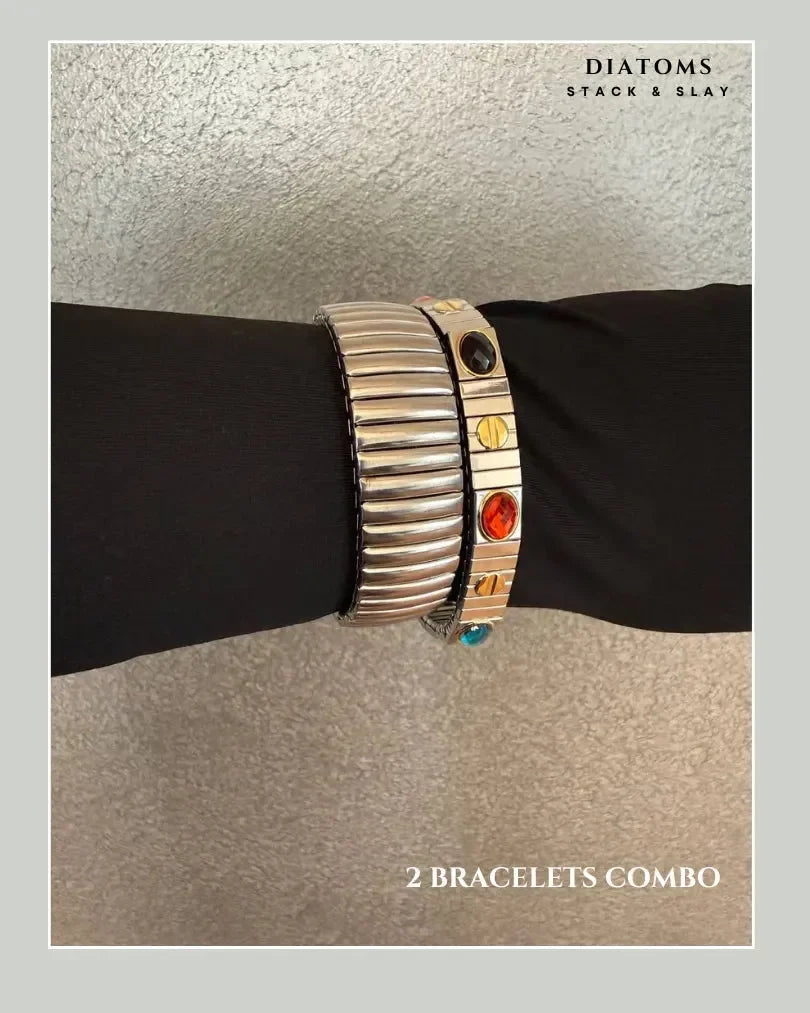 Diatoms Stack Slay Combo Silver Bracelets - Diatoms