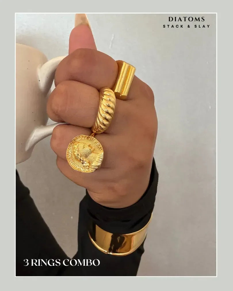 Diatoms Stack Slay Combo Statement Ring - Diatoms