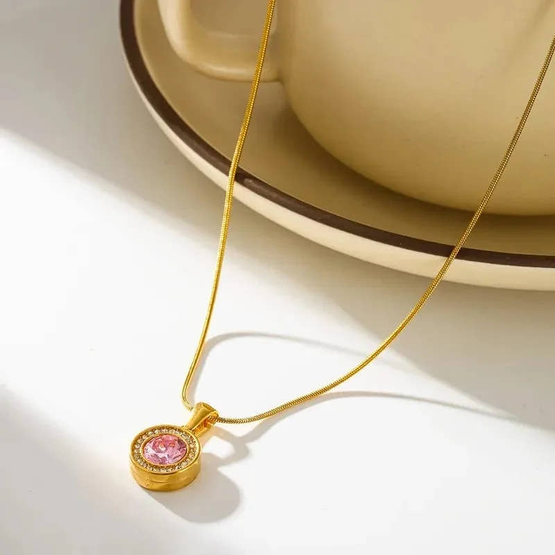Pink Crystal Orb Necklace
