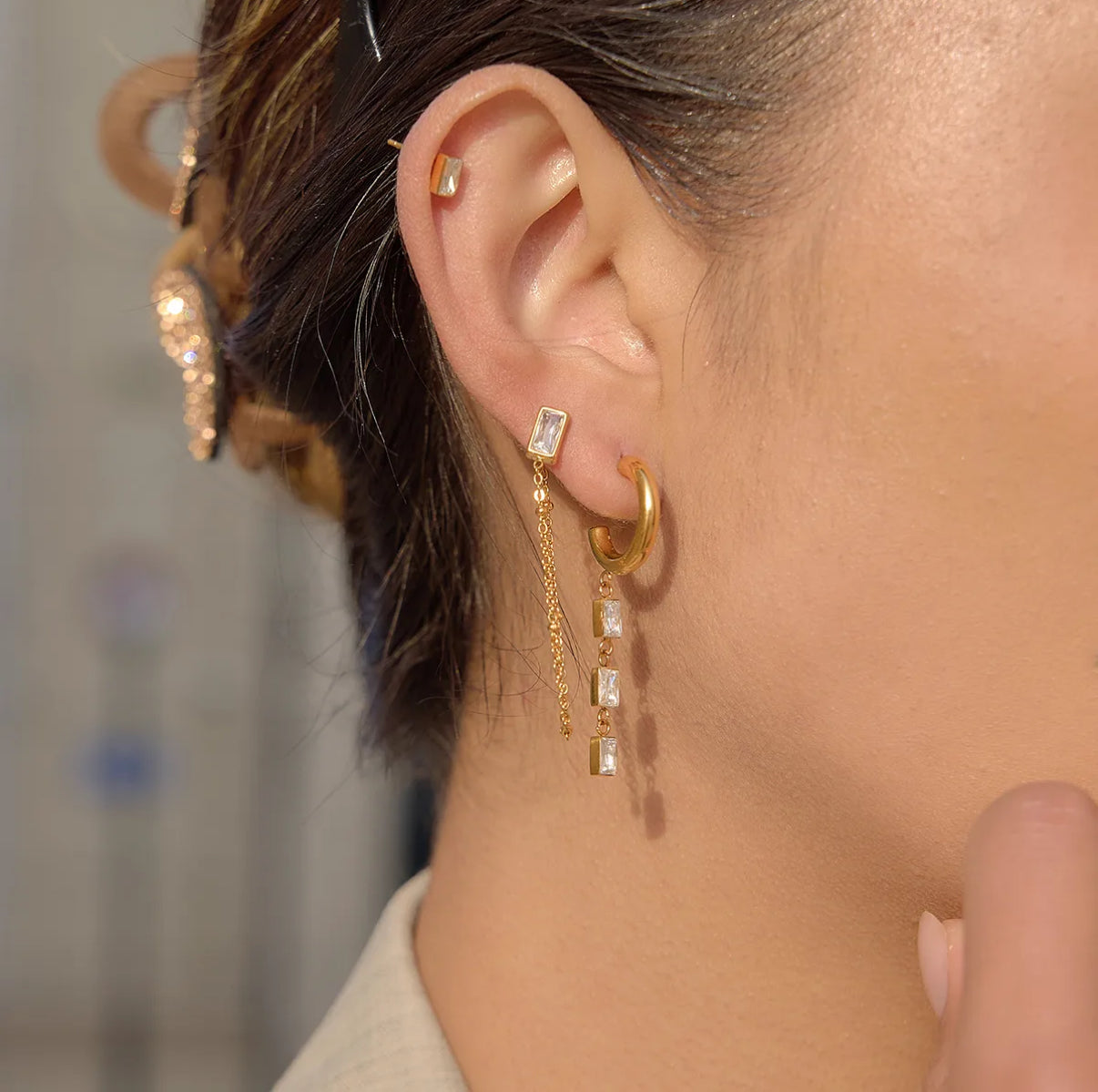 The Symmetrical Baguette Earrings Set