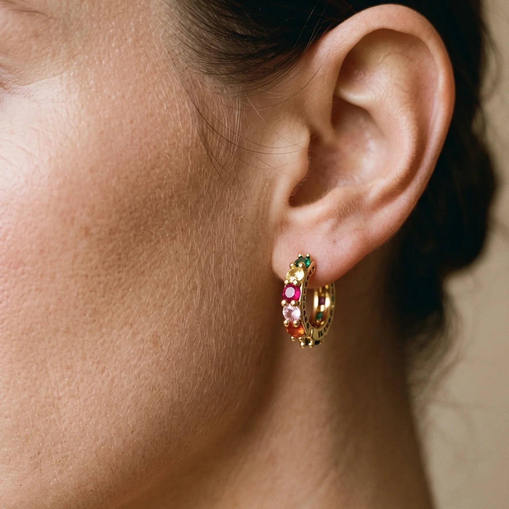 Rainbow Dots Hoops Earrings