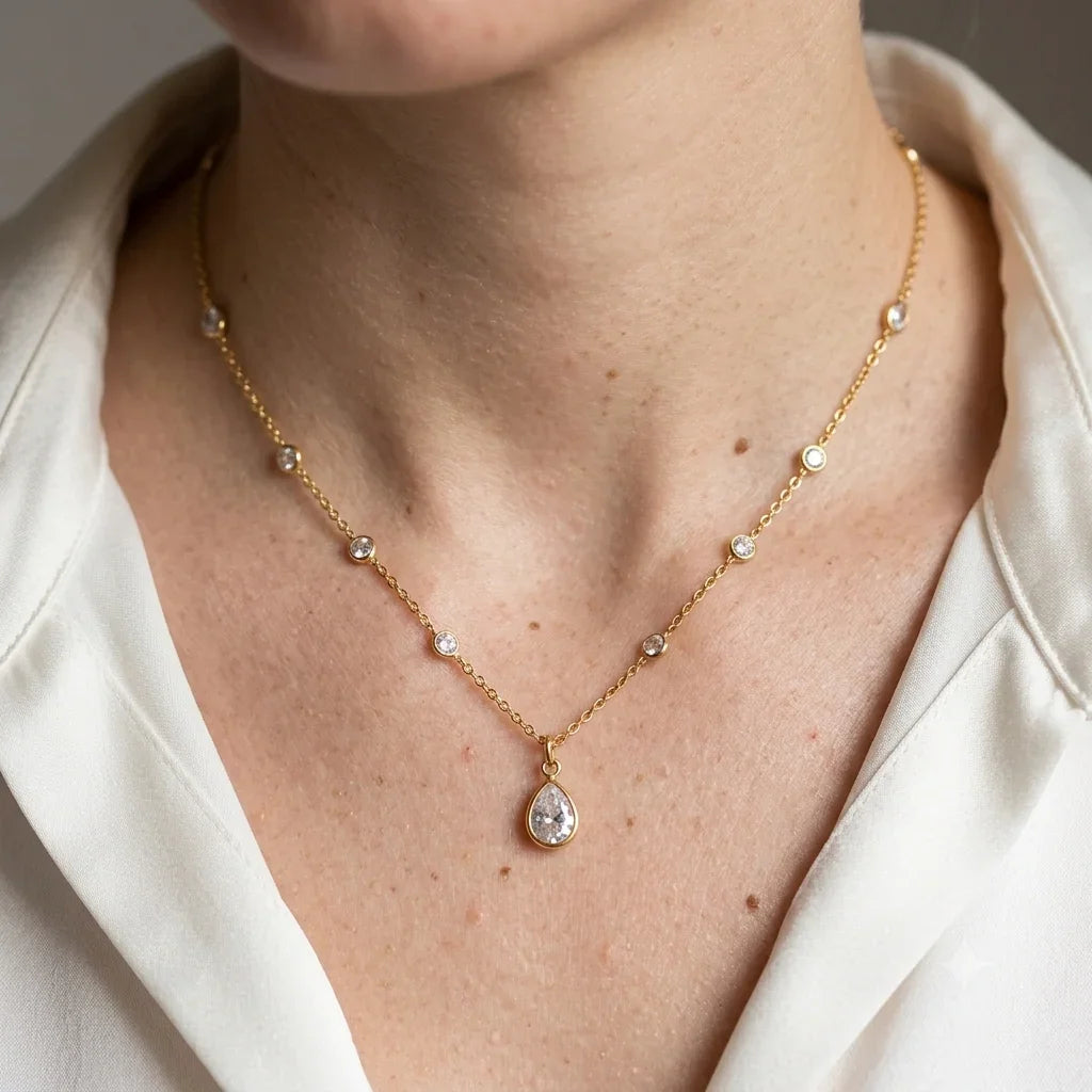 Aqua Whisper Diamond Necklace