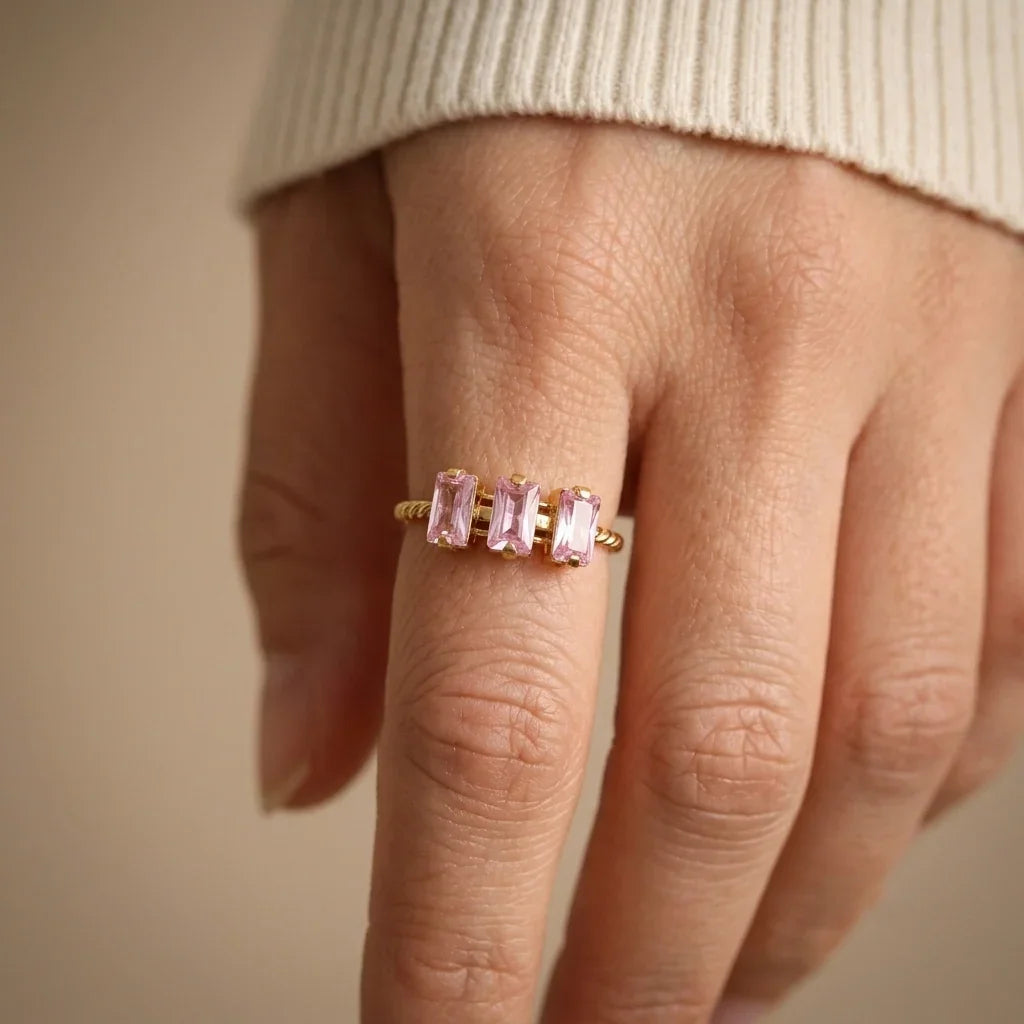 Shiny Square Zircon Open Rings