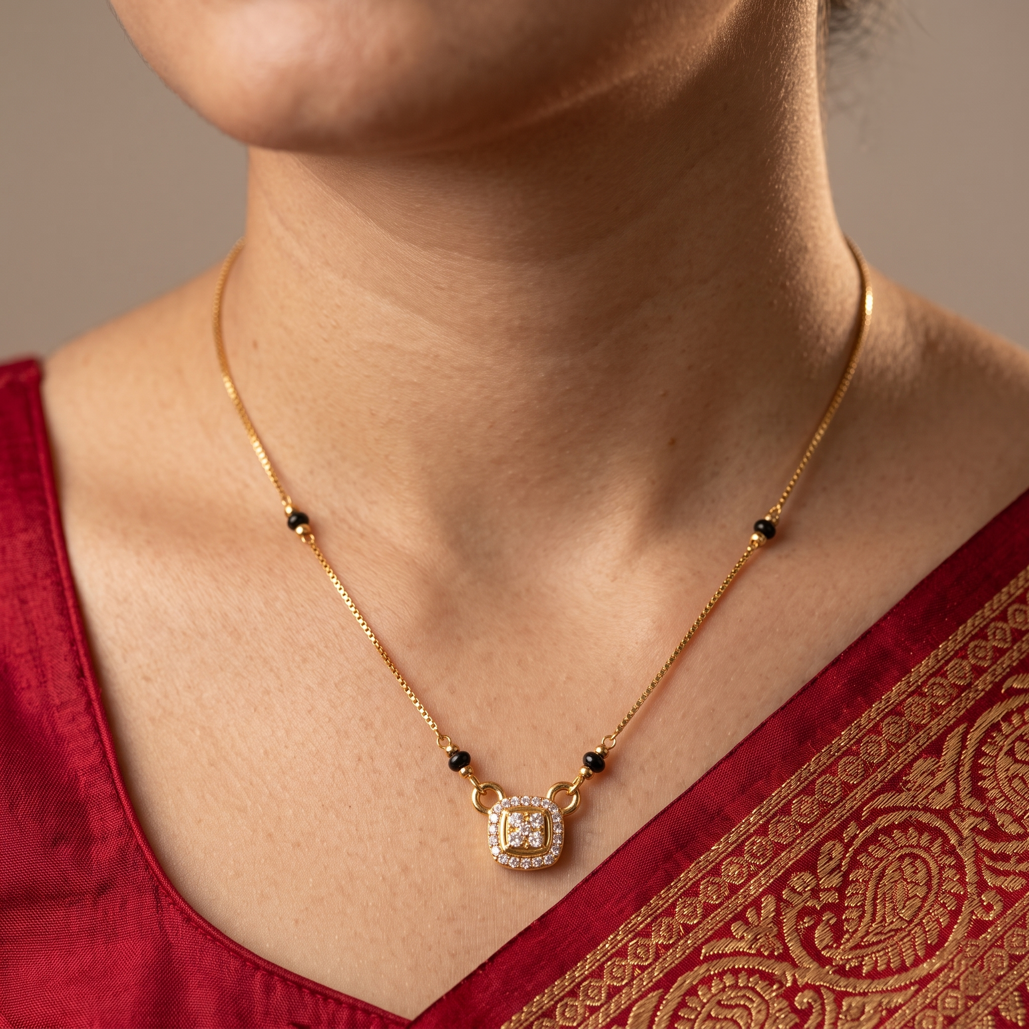 Square Solitaire Mangalsutra