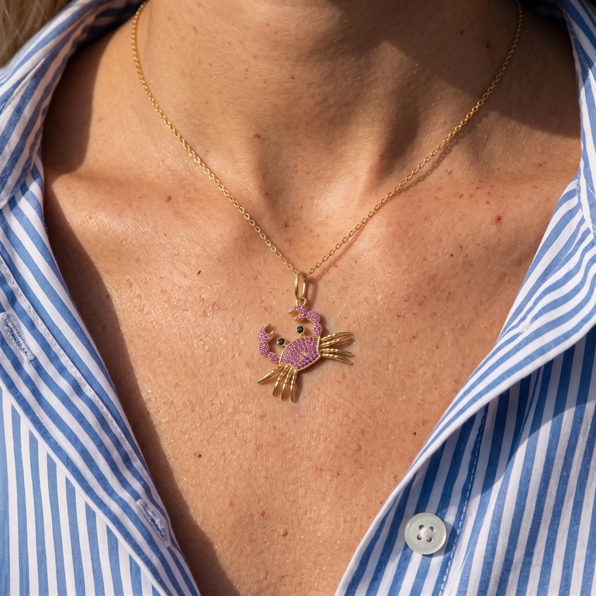 Diatoms Cute Little Crab Pendant Necklace