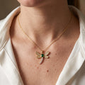 Diatoms Dragonfly Inlay Green Zircon Necklace
