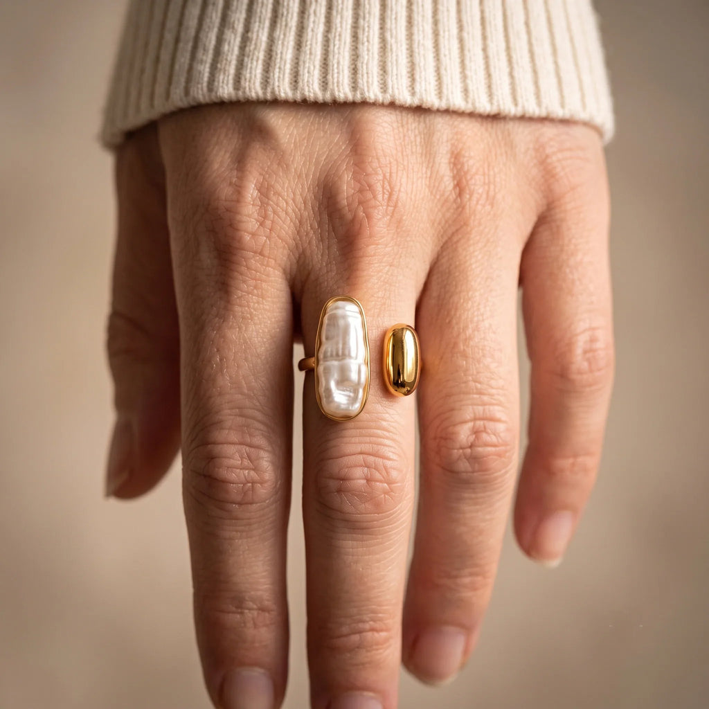 Elegant French Style Pearl Open Ring