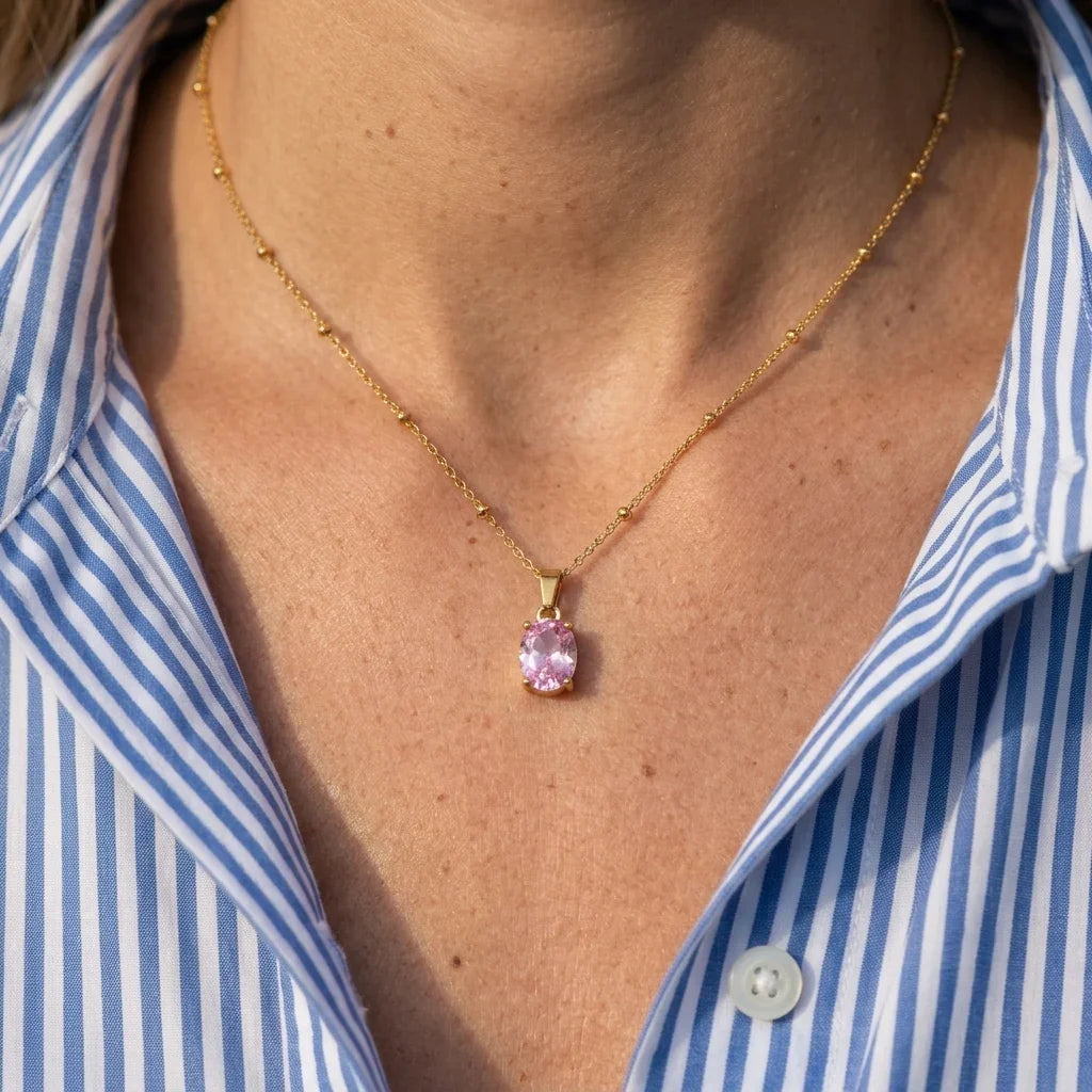 Rose Oval Diamond Necklace