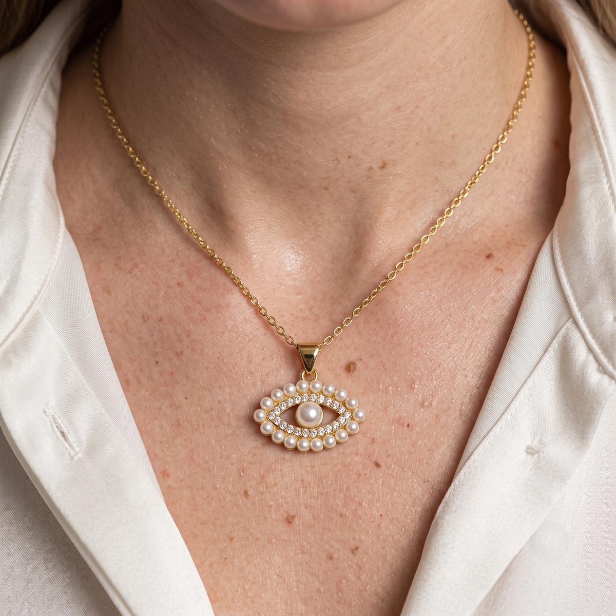 Evil's Eye Pearl Zircon Pendant