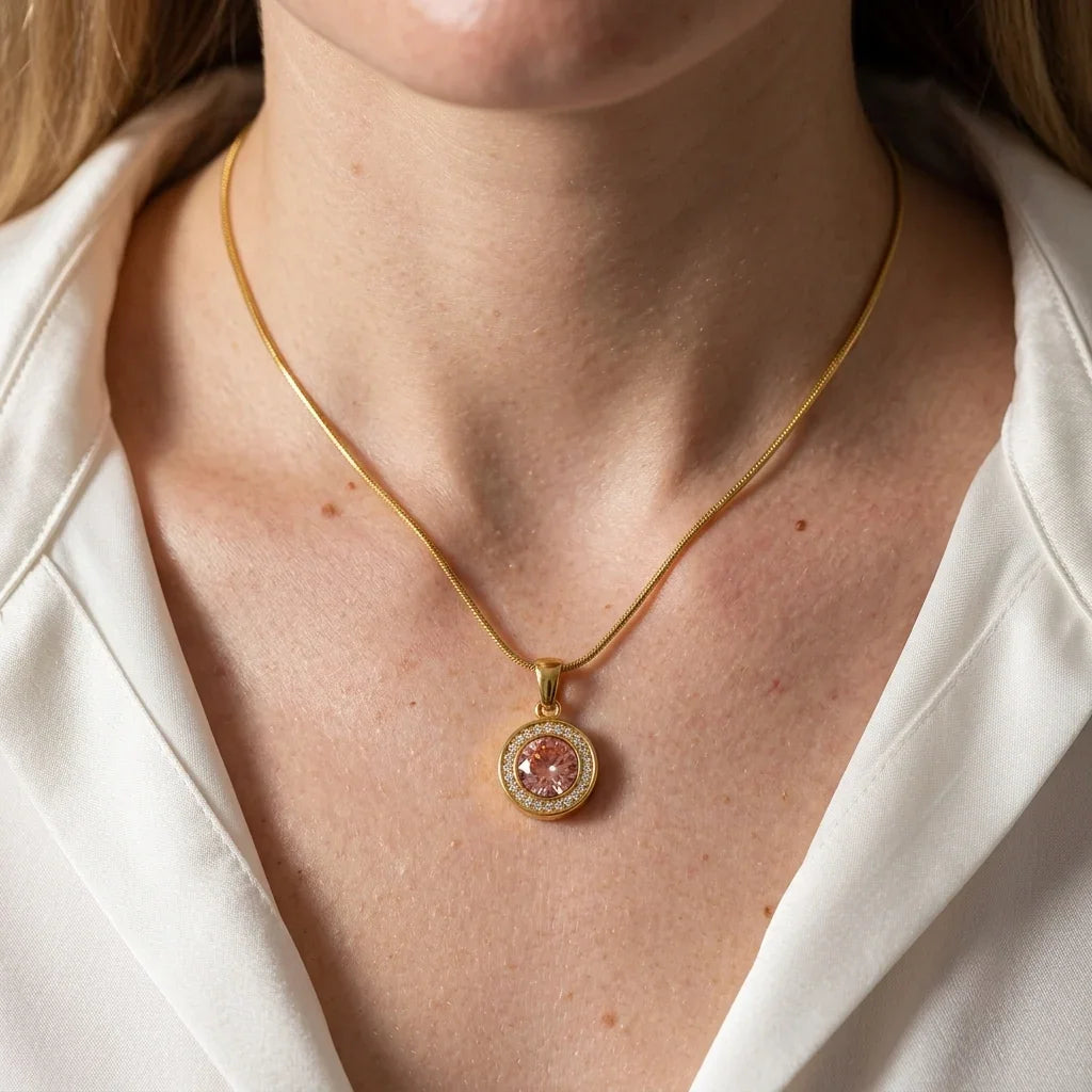 Pink Crystal Orb Necklace