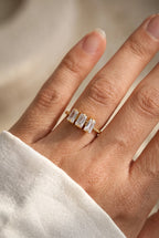 Shiny Square Zircon Open Rings