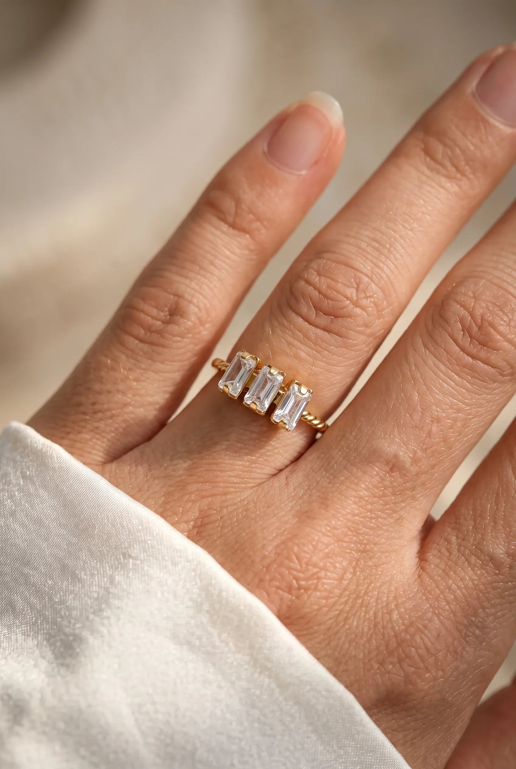 Shiny Square Zircon Open Rings