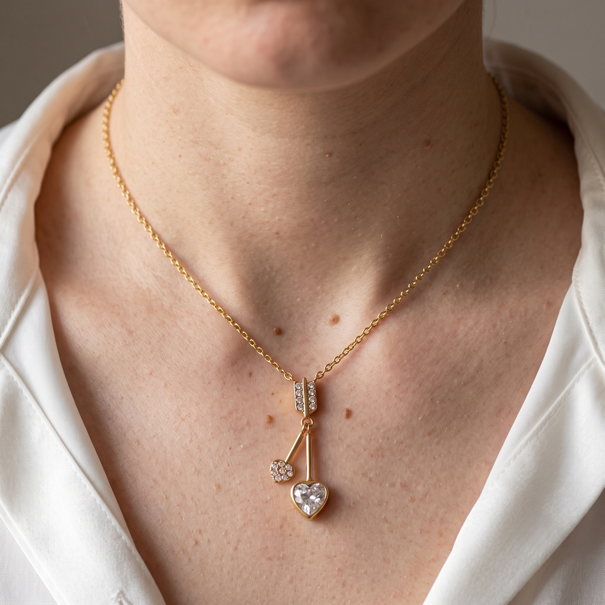 Luvlocked Duo Zirconia Heart Necklace