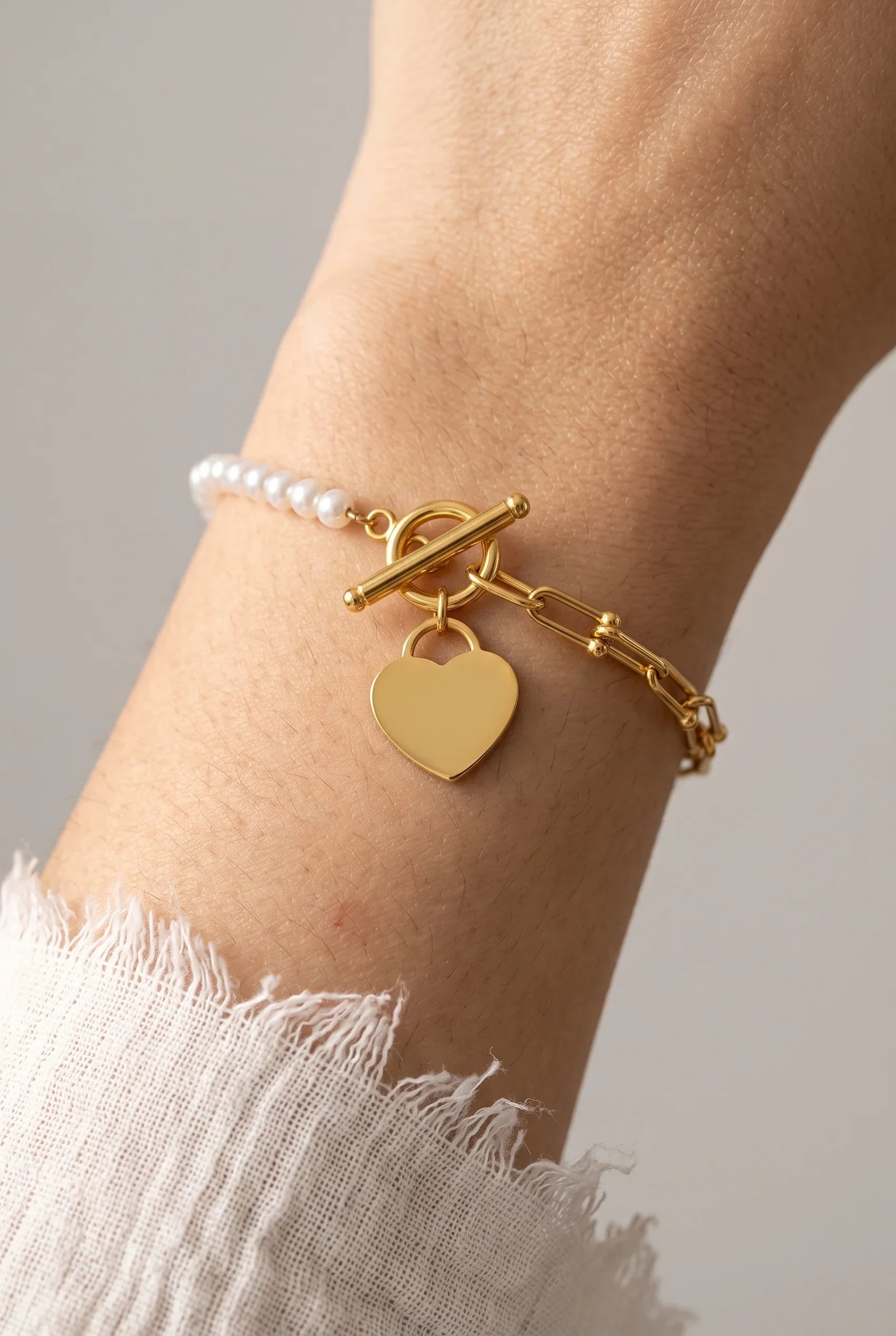 Beaded Half Pearl Bracelet