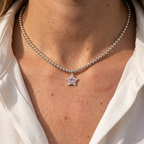 Diatoms Vacation Star Beaded Silver Necklace