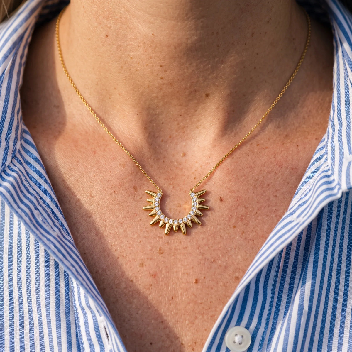 Luxy Sun Flower Rhinestone Necklace