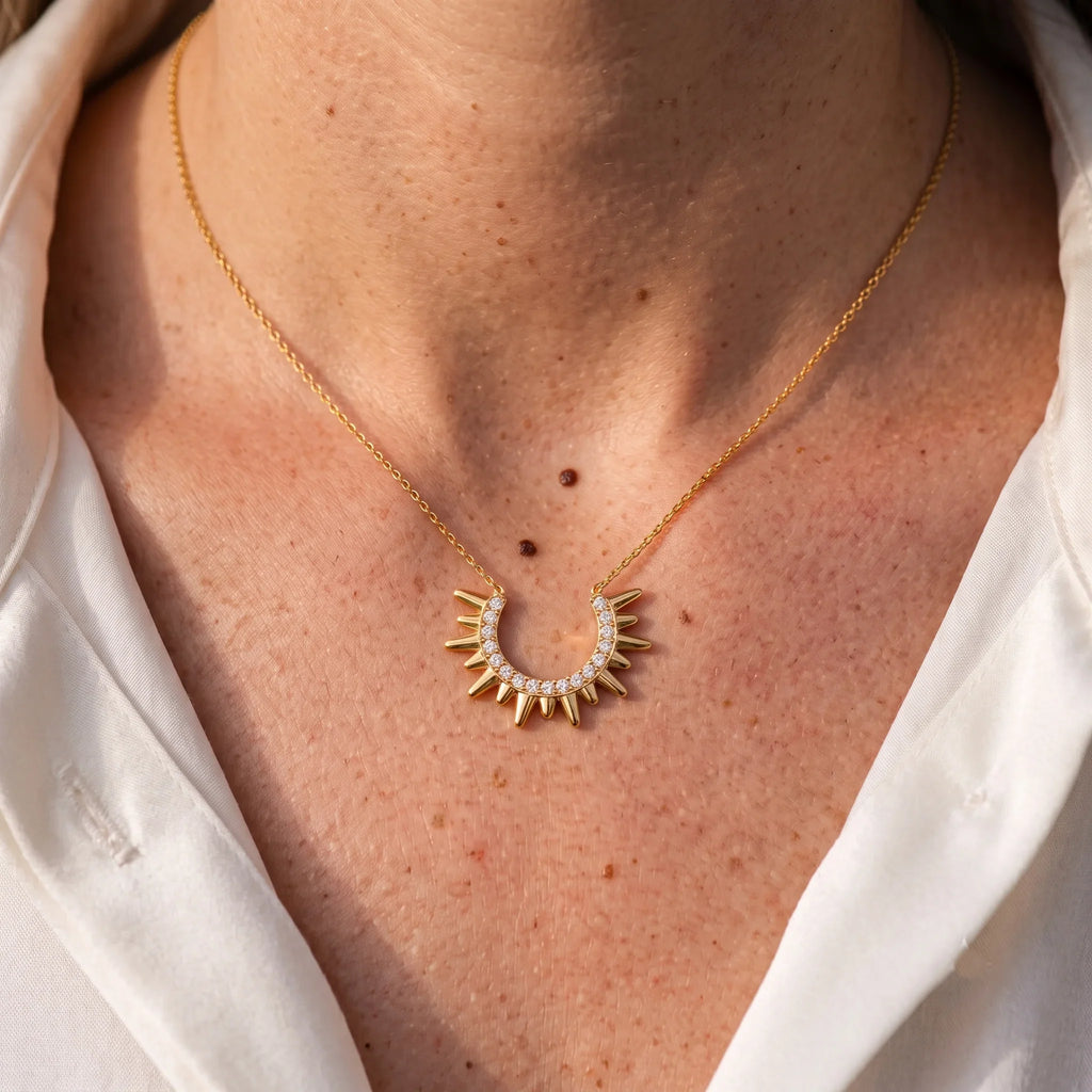 Luxy Sun Flower Rhinestone Necklace