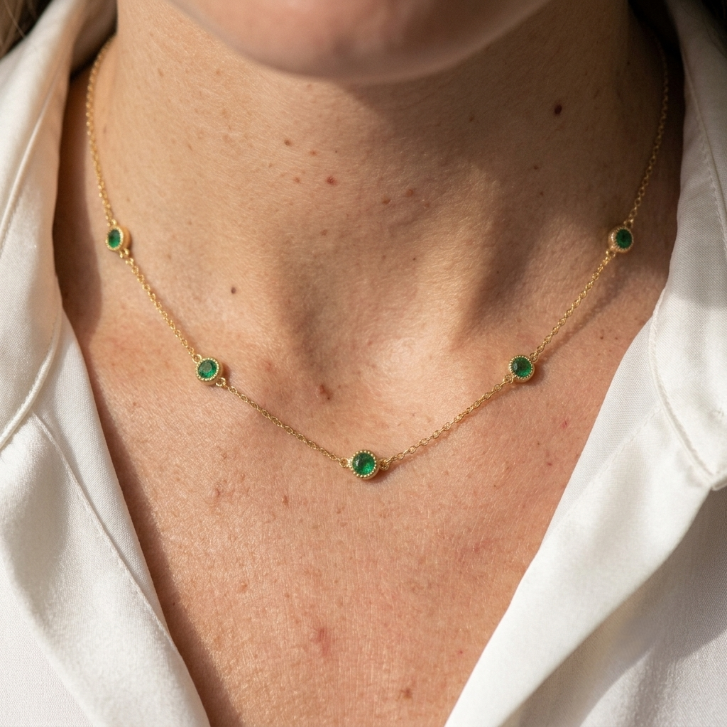 Green Zircon Chain Necklace