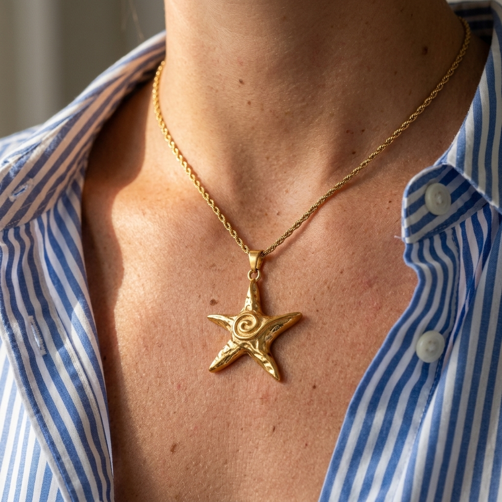 Retro Starfish Necklace & Earrings