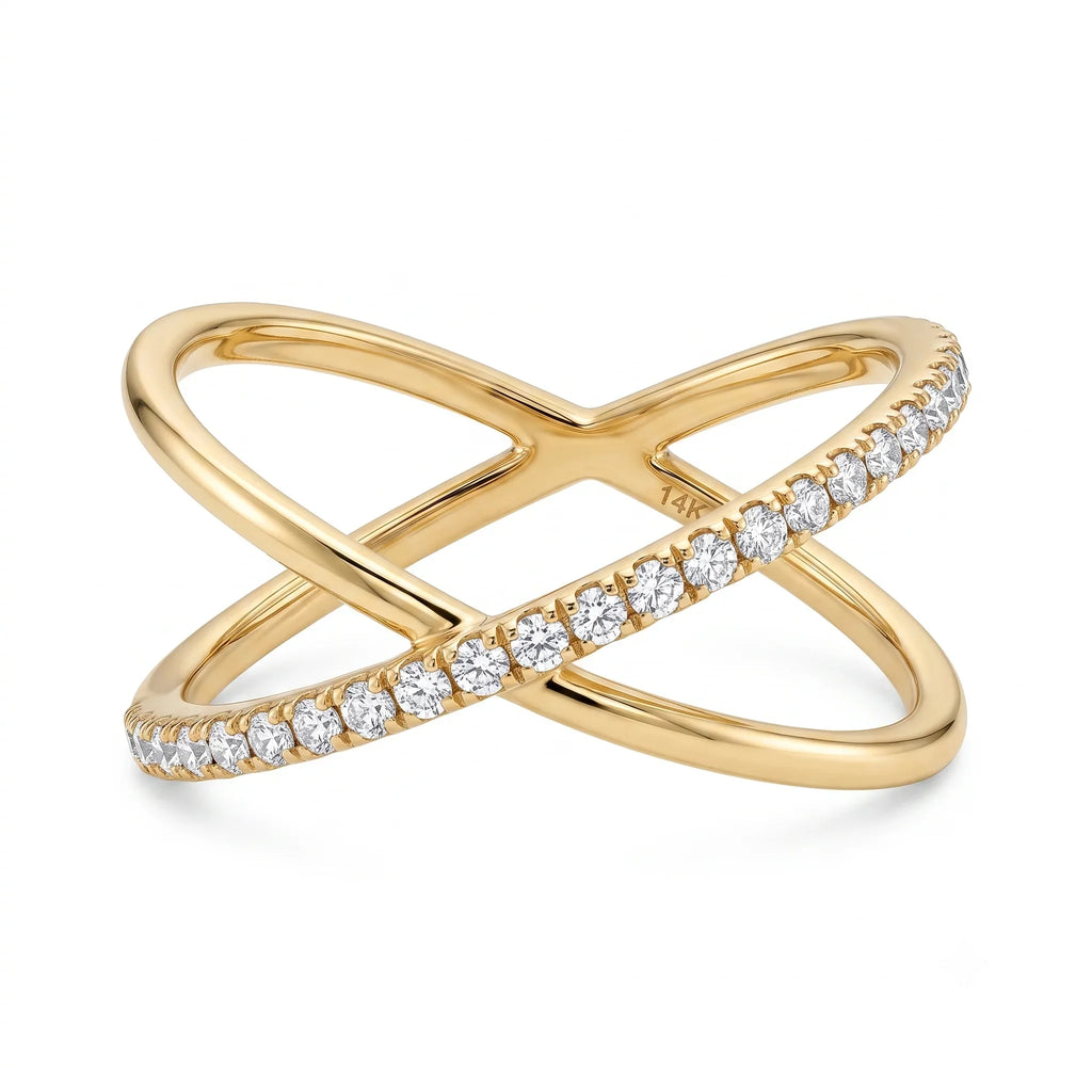 Diamond-Studded Gold Circle Ring