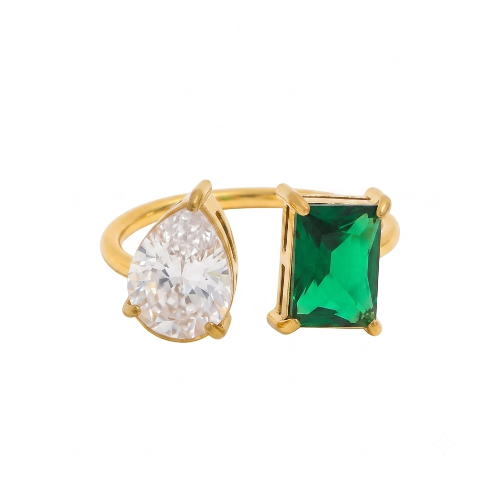 Emerald Elegance Duo Ring