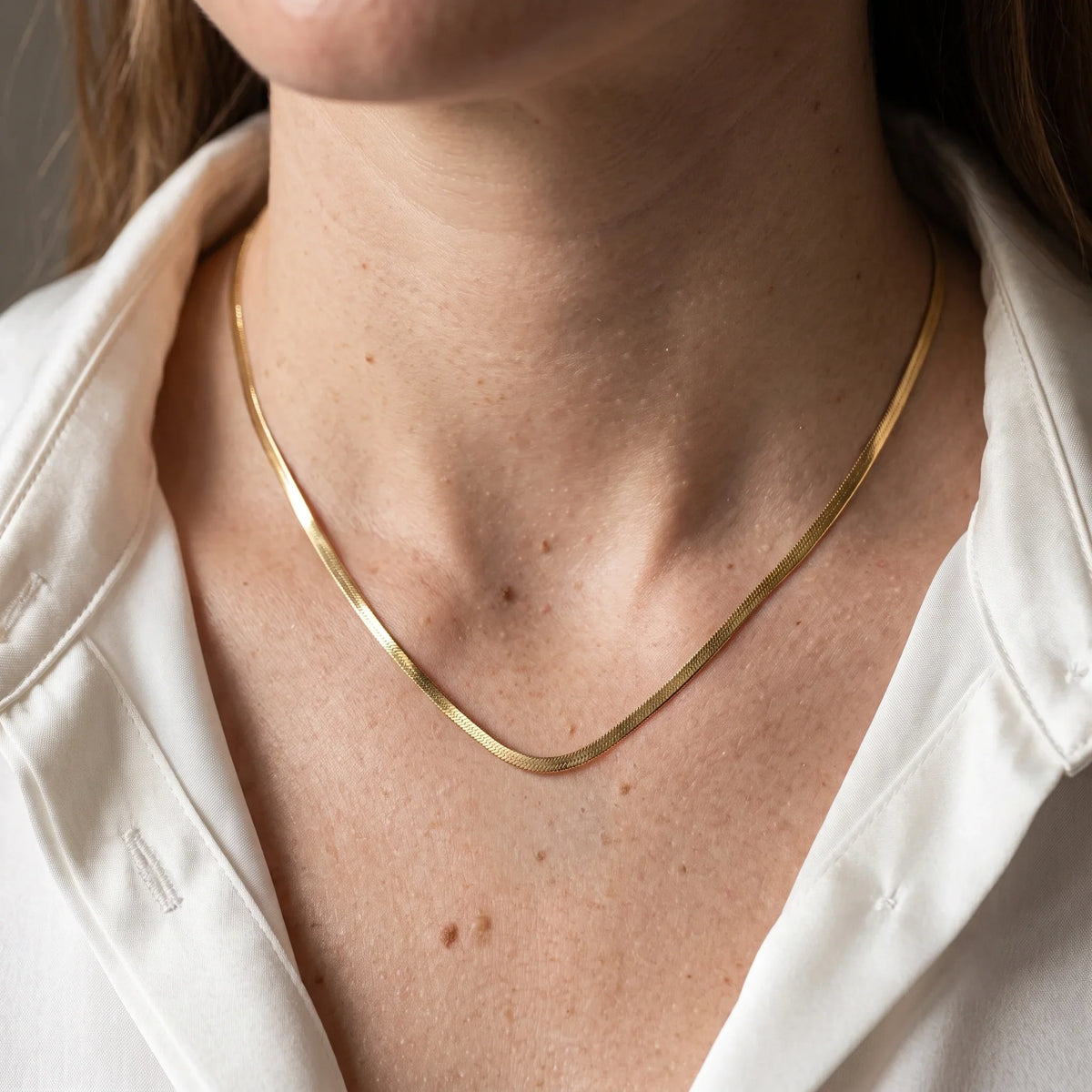 Luxe Herringbone Statement Gold Chain Necklace