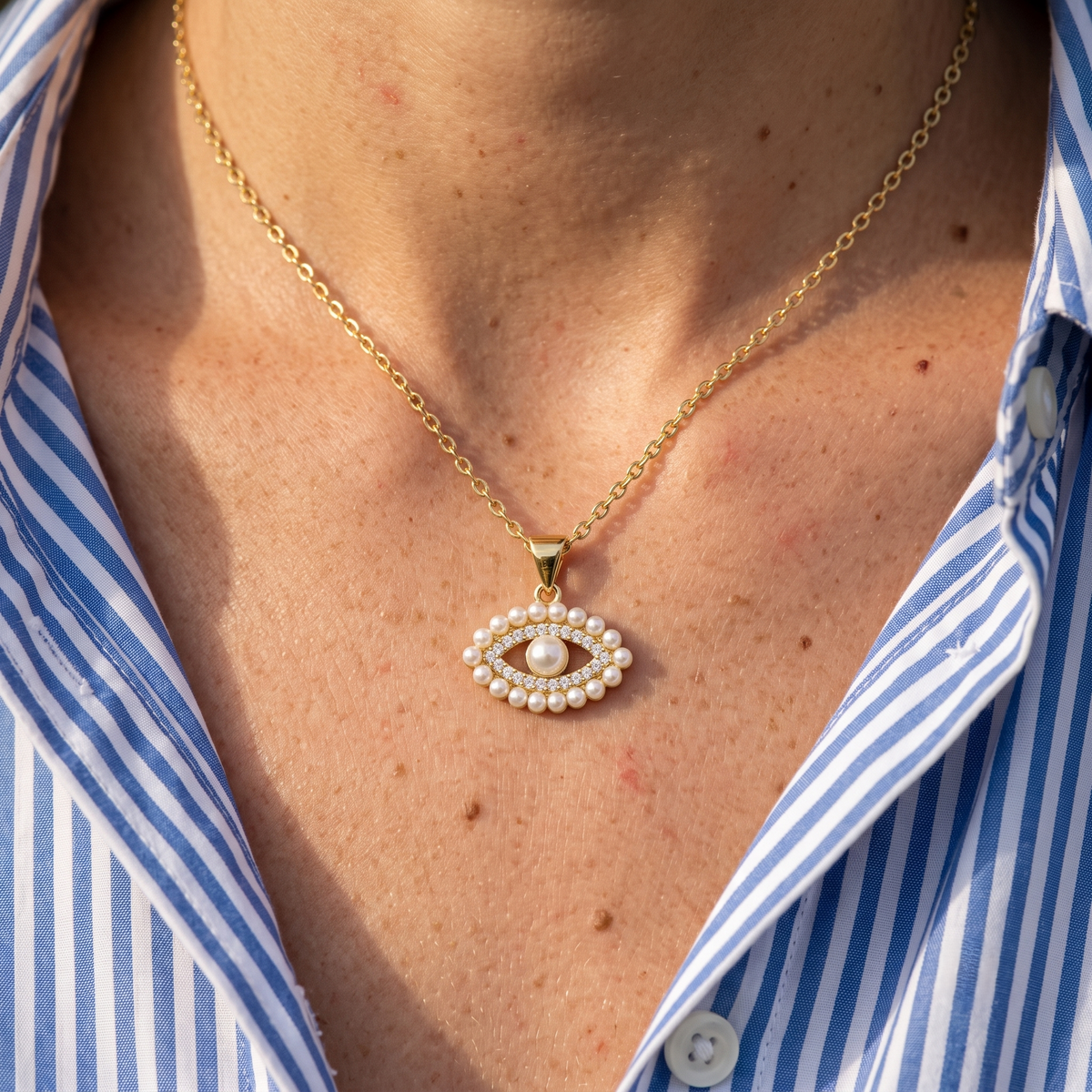 Evil's Eye Pearl Zircon Pendant
