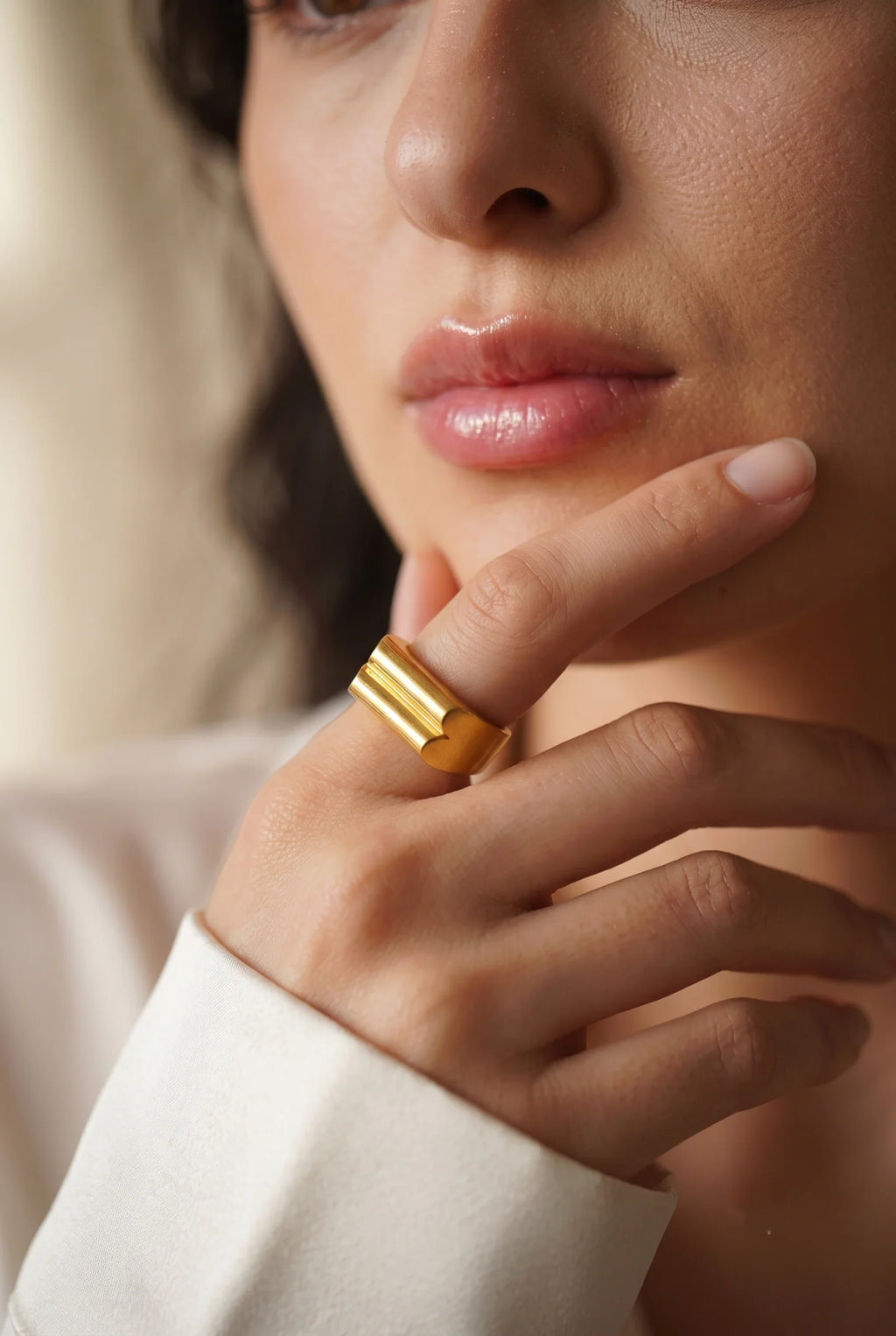 🎁 Luxe Flat Top Gold Ring - 8