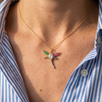 Diatoms Dragonfly Inlay Zircon Necklace