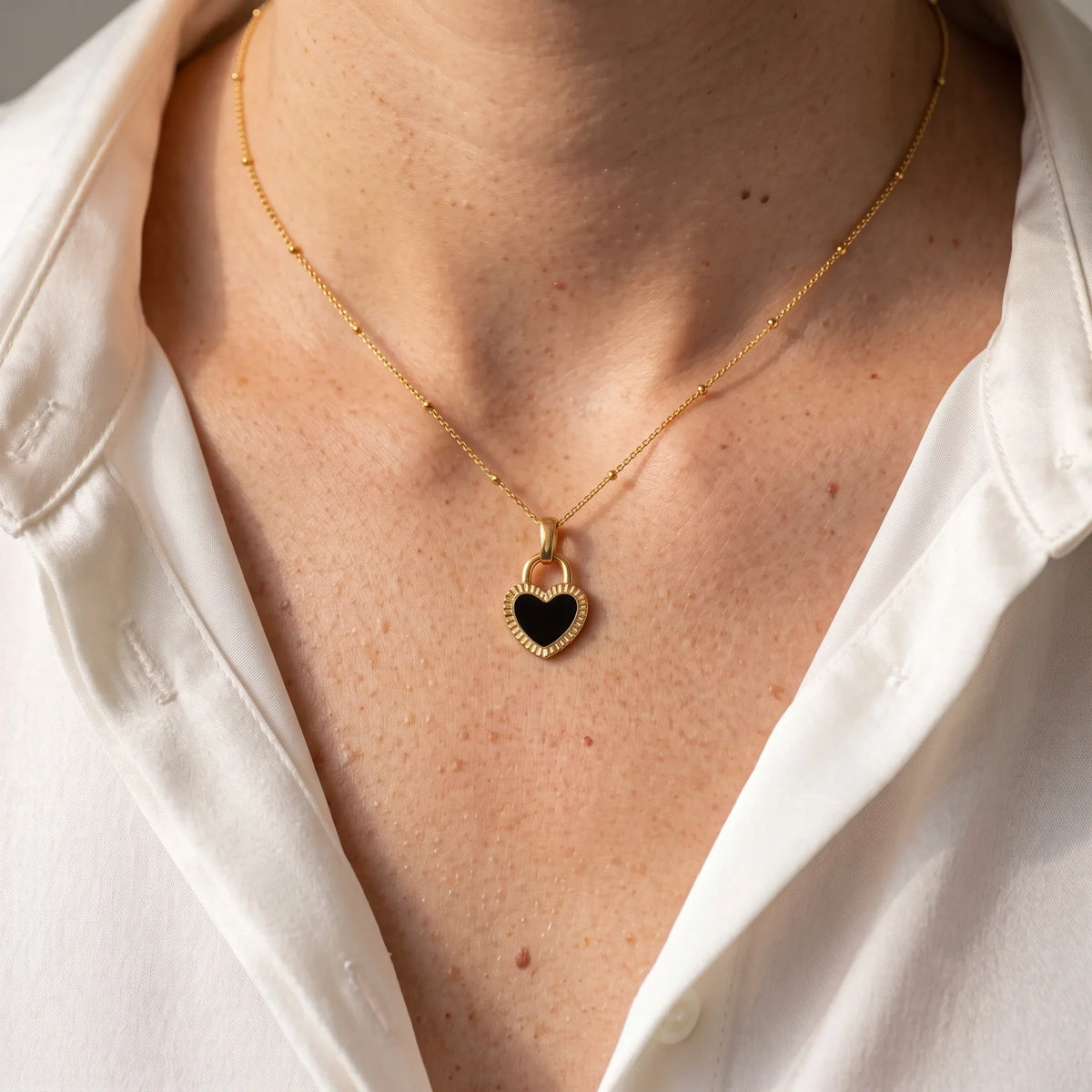 Black & White Heart Shape Double Side Necklace And Earrings