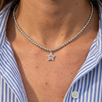 Diatoms Vacation Star Beaded Silver Necklace
