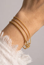 Three Sleek Chain Gold Bracelet