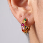 Rainbow Dots Hoops Earrings