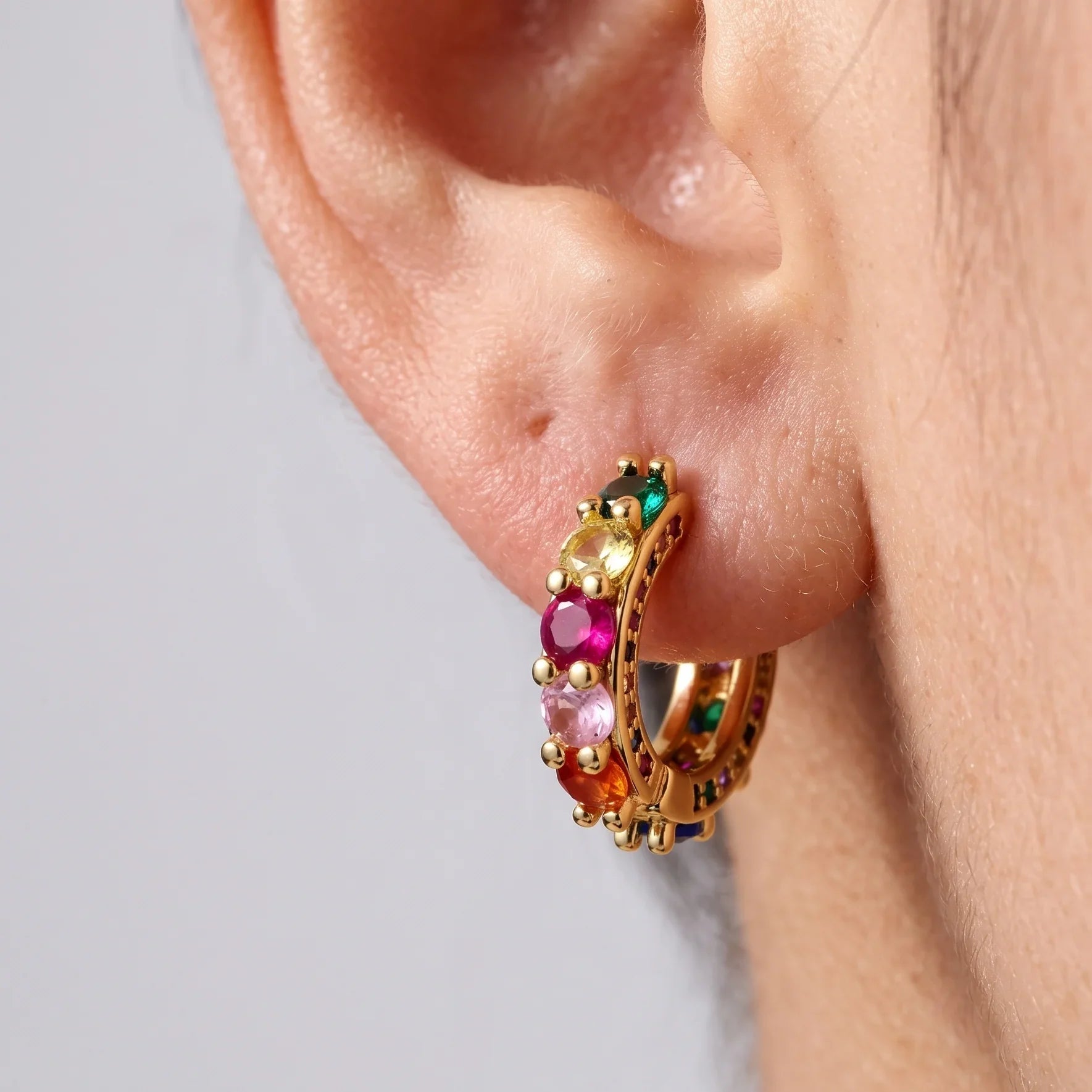 Rainbow Dots Hoops Earrings