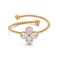 Diatoms Four Leaf Clover Adjustable Ring